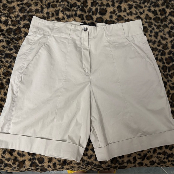 Cream Tailored Bermudas with Neat Cuffs - Picture 1 of 5